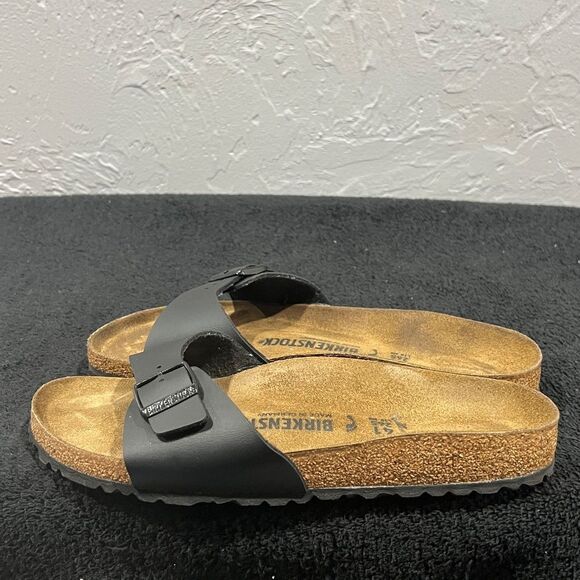 🔥🔥 BIRKENSTOCK Madrid Birko-Flor Black Leather Buckle Sandals Women/Men Sz 41 - Picture 3 of 11